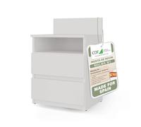 CDF Mesita de noche M1 Malwa, mesita de noche, color blanco, ideal para dormitorio, habitación de los niños, adolescentes, fácil montaje, dos cajones espaciosos, cajones sin asas