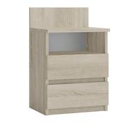 CDF Mesita de noche M1 Malwa, mesita de noche | Color: roble Sonoma | Ideal para dormitorio, habitación de los niños, adolescentes | Fácil montaje | dos cajones espaciosos | cajones sin mango