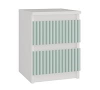 CDF Mesita de noche M2 Malwa, mesita de noche | Color: blanco/verde menta | ideal para dormitorio, habitación de los niños, adolescentes | fácil montaje | dos cajones espaciosos | cajones sin mango