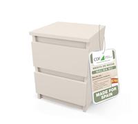 CDF Mesita de noche M2 Malwa, mesita de noche | Color: cachemir (beige) | ideal para dormitorio, habitación de los niños, adolescentes | fácil montaje | dos cajones espaciosos | cajones sin mango