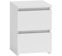CDF Mesita Mesa Mesilla de Noche con 2 cajones Auxiliar Junto Cama Mueble de Dormitorio Salón Oficina Estilo Moderno Gabinete Organización Espacio Tamaño Compacto para Personales - M2 30cm Blanco