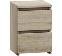 CDF Mesita Mesa Mesilla de Noche con 2 cajones Auxiliar Junto Cama Mueble de Dormitorio Salón Oficina Moderno Gabinete Organización Espacio Tamaño Compacto para Personales - M2 30cm Roble Sonoma