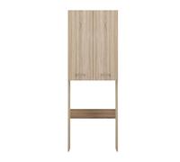 CDF Mueble Alto para Lavadora Secadora Armario Alto de Baño WC Cocina con 4 Estantes 2 Puertas Columna Organizador Cosméticos Detergente Estantería Moderna - Roble Sonoma