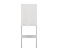 CDF Mueble Alto para Lavadora Secadora Armario Alto de Baño WC Cocina con 4 Estantes 2 Puertas Columna Organizador Cosméticos Detergente Estantería Moderna - Blanco