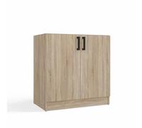 CDF Mueble Bajo Cocina Katia D-80 Roble Sonoma 80x45,5x82 cm 2 Puertas Mueble Bajo Encimera Fregadero Cocina con Tiradores Negros Tablero Laminado 16 mm Sin Encimera Práctico Casa Moderno Útil Orden