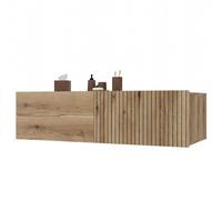 CDF Mueble bajo lavabo colgante con 2X cajones + compartimento Muebles de baño con frentes a lamas y tiradores - Espacio de almacenamiento para cosméticos, toallas y accesorios de baño - Diseño