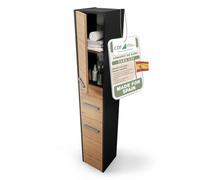 CDF Mueble de baño S33 | Color: antracita - Roble Artisan | Mueble de baño moderno | Área de almacenamiento | Estantes amplios | Puertas | Fácil montaje