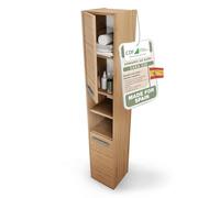 CDF Mueble de baño Alto y Estrecho 30x30x170cm - Armario de baño Moderno con Puerta y estantes - Roble Artesanal