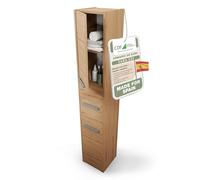 CDF Mueble de baño Alto y Estrecho 30x30x170cm - Armario de baño Moderno con Puerta y estantes - Roble Artesanal