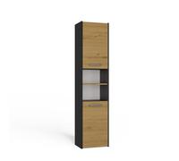 CDF Mueble de baño S40 | Color: roble artesano antracita | moderno mueble de baño | zona de almacenamiento | estantes espaciosos | puertas | fácil montaje