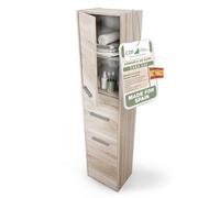 CDF Mueble de baño Alto y Estrecho 40x30x170cm - Armario de baño Moderno con Puerta y estantes - Roble de Sonoma