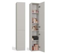 CDF Mueble de Baño Columna Alta Armario Auxiliar Estrecho Salvaspazio con Puertas Largas y 5 Estantes Interiores para Lavandería 31 x 30 x 174 cm - Cachemira (Beige)