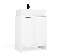 CDF Mueble de baño Puertas, Mueble de baño Moderno y Compacto de 60 cm de Ancho, Armario de Almacenamiento para cosméticos, Toallas y Accesorios de baño, diseño Minimalista, Blanco