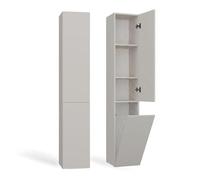 CDF Mueble de Baño y Lavandería, Columna de Baño Estrecho, Armario Alto con Cesto para la Ropa, Armario Que Ahorra Espacio Salón, Pasillo, Aseo Cachemira (Beige), Ancho 31 cm, 30x31x174 cm