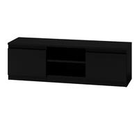 CDF Mueble TV Moderno 120 cm con estantes Laterales Cerrados balda Abierta gestión de Cables Frente sin Tiradores diseño Minimalista Estructura Estable para salón Dormitorio Oficina - Negro
