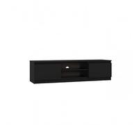 CDF Mueble TV Moderno 140 cm con estantes Laterales Cerrados balda Abierta gestión de Cables Frente sin Tiradores diseño Minimalista Estructura Estable para salón Dormitorio Oficina - Negro