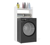 CDF Nina NP - Estantería Que Ahorra Espacio sobre la Lavadora con 2 Ripiani Aperti Ideale per Detersivi Asciugamani e Accessori da Bagno Moderno Mobiletto da Bagno Bianco Opaco 64 x 126 x 30 cm