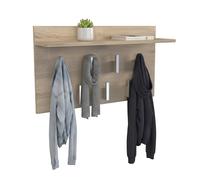 CDF Panel de Perchero 2F | Color: Roble Sonoma | Espacio para Ropa, Abrigos, Chaquetas | Ideal para Hall de Entrada, Pasillo, Estudio, Oficina | 7 Ganchos estables | Estante para Objetos pequeños