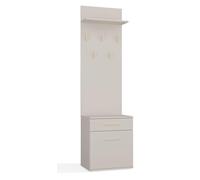 CDF Perchero - Armario zapatero con perchero - Color: Cachemira (beige) - Un cajón para objetos pequeños - Perchero - Ideal para un vestíbulo, pasillo, estudio, oficina - 5 ganchos