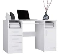 CDF Scrivania Moderna per Ufficio con 3 Cassetti 1 Porta Vassoio per Tastiera Ripiani Ampio Tavolo da Lavoro per Ufficio Camera per Adolescenti e Postazione di Gioco Bianca 120 x 75 x 60 cm