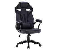 CDF Silla Gaming Drift Negra - Silla de Oficina ergonómica giratoria 360° para PC, Polipiel + Espuma Mesh, Mecanismo Tilt, pistón de Gas Regulable, 2 Cojines, Ruedas de Goma silenciosas