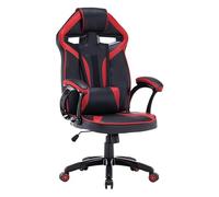 CDF Silla Gaming Drift Rojo - Silla de Oficina ergonómica giratoria 360° para PC, Polipiel + Espuma Mesh, Mecanismo Tilt, pistón de Gas Regulable, 2 Cojines, Ruedas de Goma silenciosas