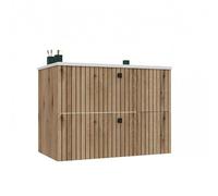 CDF Tigo 802S Mueble bajo lavabo de roble Evoke con 2 cajones colgantes debajo del lavabo con paneles frontales alistados y tiradores, almacenamiento para toallas, accesorios de baño