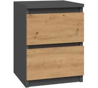 CDF Topeshop M2 Antracyt/Artisan Nightstand/Bedside Table 2 Drawer(s) Anthracite Oak Wood