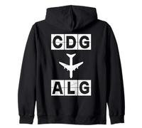 CDG a ALG Ruta de avión París Argel Sudadera con Capucha
