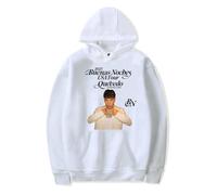 Cditoia Sweat à Capuche pour Femmes et Hommes imprimé Singer Rapper Q-u-evedo Merchandise Album Tour Casual Loose Pullover Long Sleeve Unisex Sweatshirt Tops-White||x_l