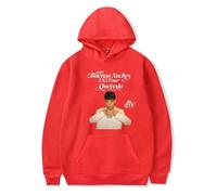 Cditoia Sweat à Capuche pour Femmes et Hommes imprimé Singer Rapper Q-u-evedo Merchandise Album Tour Casual Loose Pullover Long Sleeve Unisex Sweatshirt Tops-Red||3X_l