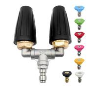 CDIYTOOL 4000 PSI - Boquilla giratoria de doble turbo de 1/4 pulgadas, acero inoxidable, latón, válvula de bola, boquilla giratoria dual turbo, color negro