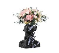 CDIYTOOL Jarrón de cerámica, jarrón negro para decoración, forma femenina, medio cuerpo, busto, minimalismo, decorativo, moderno, estilo nórdico (C)