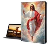 Cdkfxjy Funda para tablet Amazon Kindle Fire HD 10 2019/2017 de 10.1 pulgadas, piel sintética, función atril, multiángulo, con función de encendido automático, Holy Juses