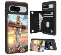 Cdkfxjy Funda tipo cartera para Google Pixel 8 con ranura para tarjetas, piel sintética, función atril, doble cierre magnético, protección a prueba de golpes, funda para teléfono Pixel 61, cruz con