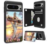 Cdkfxjy Funda tipo cartera para Google Pixel 8 Pro con ranura para tarjetas, piel sintética, función atril, doble cierre magnético, protección a prueba de golpes, funda para teléfono Pixel 8 Pro, cruz