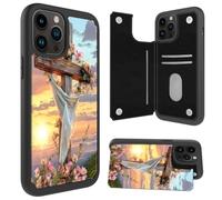 Cdkfxjy Funda tipo cartera para iPhone 15 Pro Max con ranura para tarjetas, piel sintética, función atril, doble cierre magnético, protección a prueba de golpes, funda para teléfono 15 Pro Max, cruz