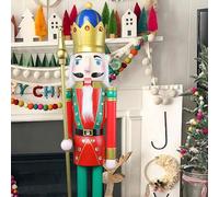 CDL L/4 pies/120 cm/4 pies/4 pies/120cm tamaño Natural Grande/Gigante Rojo Navidad de Madera Cascanueces Rey y Ornamento de Soldado muñeca Regalo Escaparate/Casa Decorativo K18