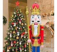 CDL XL/5 pies/150 cm/5 pies/5 pies/150cm tamaño Natural Grande/Gigante Rojo y LR Navidad de Madera Cascanueces Rey y Ornamento de Soldado muñeca Regalo Escaparate/Casa Decorativo K01