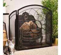 cdpdmai Salvachispas Plegable Pantalla Protectora de Chimenea 3 Paneles Pantalla para Chimenea de 3 Paneles de Hierro Forjado Valla Protectora de chispas para fogones