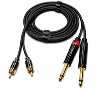 CDPMWVC Cable dual de 1/4 TS a RCA dual de 6 pies, OFC chapado en oro de 24 quilates, interconexión de audio sin ruido para estudio en casa, mezclador de DJ, amplificador, para Pioneer DJ, Yamaha