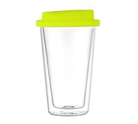 CDQL Tazas de café con Aislamiento de Doble Pared,Vaso de Vidrio de Doble Pared para Llevar,Taza de Viaje Transparente Reutilizable con Tapa de Silicona,Tazas de Viaje de Vidrio de