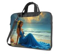 CDSS Black Bag Beach Elegance: Blue Dress By The Sea - Mochila para laptop para hombre y mujer, Color, 29x38cm
