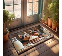 CDSS Decoración del hogar para hombres, dos cachorros disfrutando de un dulce felpudo para niños, accesorios de dormitorio para niños (65 x 90 cm)