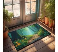 CDSS Divertida decoración de patio con camino mágico de bosque con luces brillantes, alfombra para puerta delantera para entrada (50 x 80 cm)