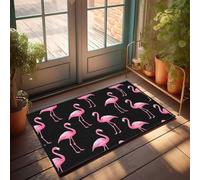 CDSS Divertidas alfombrillas de bienvenida para puerta delantera, diseño de flamenco, un divertido felpudo con patrón tropical, decoración de patio, bar para hombre, cueva (40 x 60 cm)
