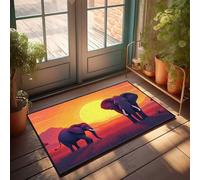 CDSS Felpudo al aire libre, elefantes al atardecer en la naturaleza, felpudo para entrada al aire libre, accesorios de dormitorio pequeño (50 x 80 cm)