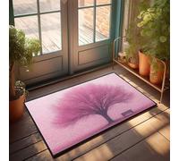 CDSS Felpudo con texto en inglés «Welcome Mats Funny Lonely Bench Under The Pink Tree» para exteriores (65 x 90 cm)