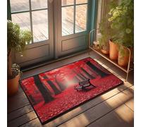CDSS Felpudo de bienvenida personalizado Autumn Serenity: A Bench In The Red Forest Felpudo para decoración de cocina Welcome-Ish (40 x 60 cm)