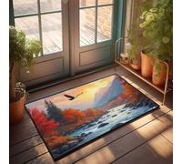 CDSS Felpudo de bienvenida personalizado con diseño de águila volando sobre el paisaje otoñal, decoración para la cocina Welcome-Ish (65 x 90 cm)